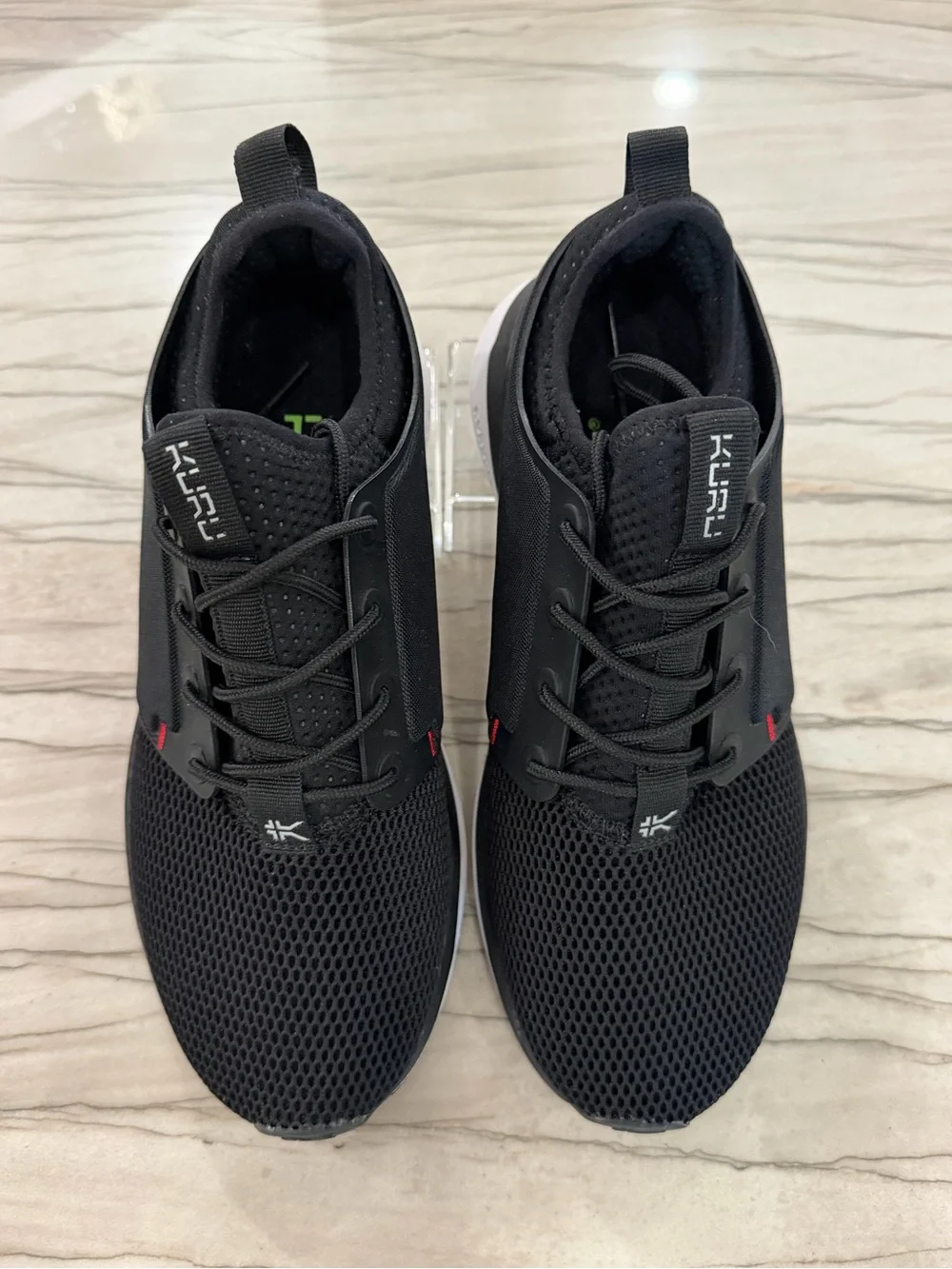 KURU Men's Black Mesh Athletic Sneakers with White Midsole